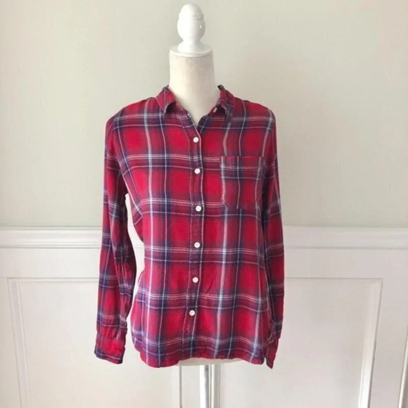 Mossimo Soft Red Plaid Flannel Button Down Shirt M - Picture 1 of 4